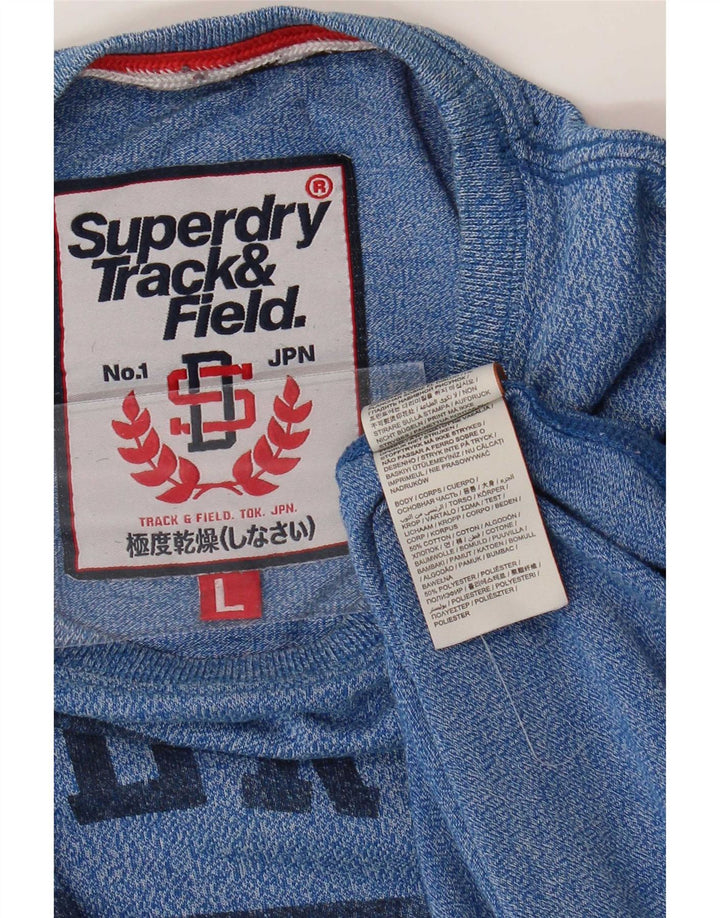 Superdry Mens Graphic T-Shirt Top Large Blue Flecked Cotton