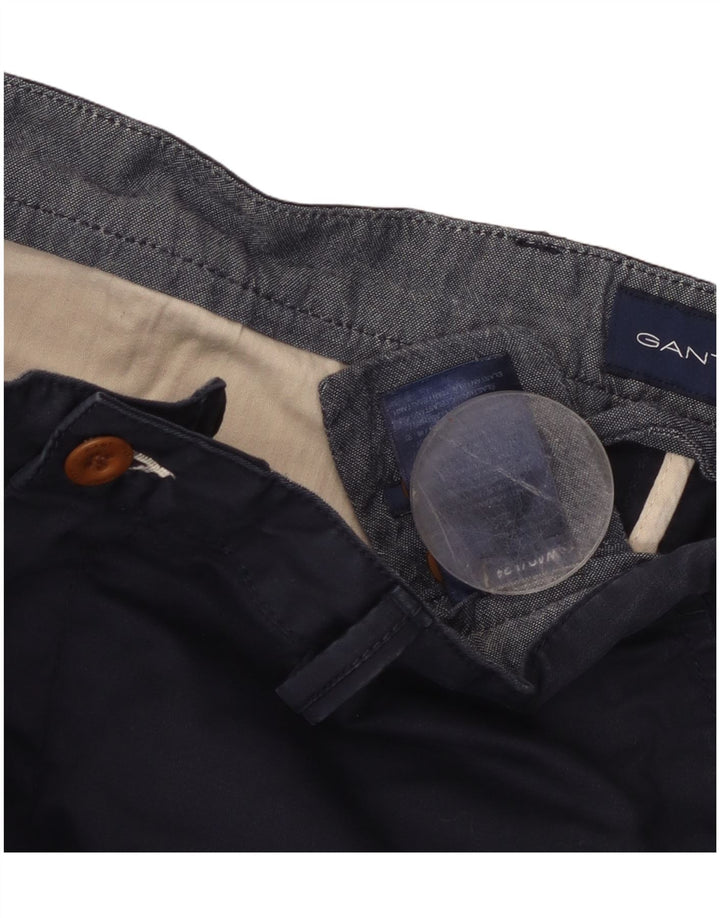 GANT Mens Straight Chino Trousers W40 L34 Navy Blue Cotton