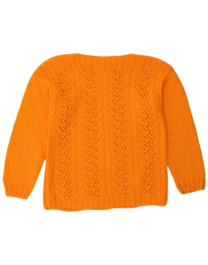 VINTAGE Womens Boat Neck Jumper Sweater UK 12 Medium Orange