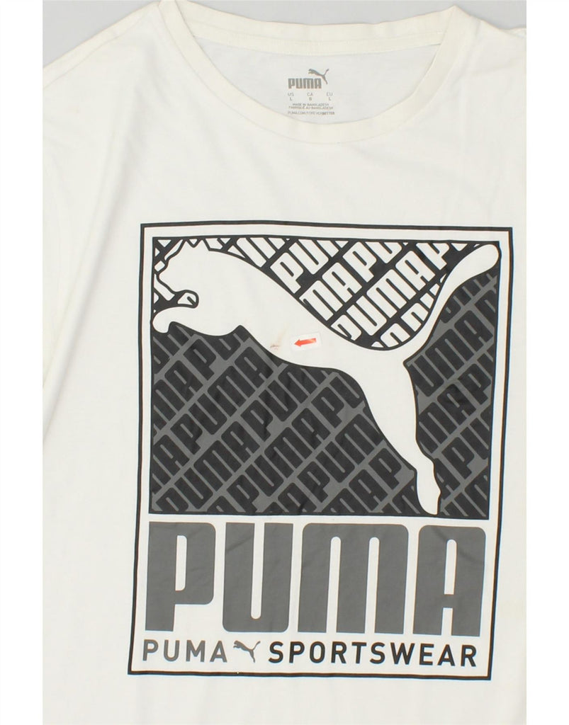 PUMA Mens Graphic T-Shirt Top Large White Cotton Vintage Puma and Second-Hand Puma from Messina Hembry 