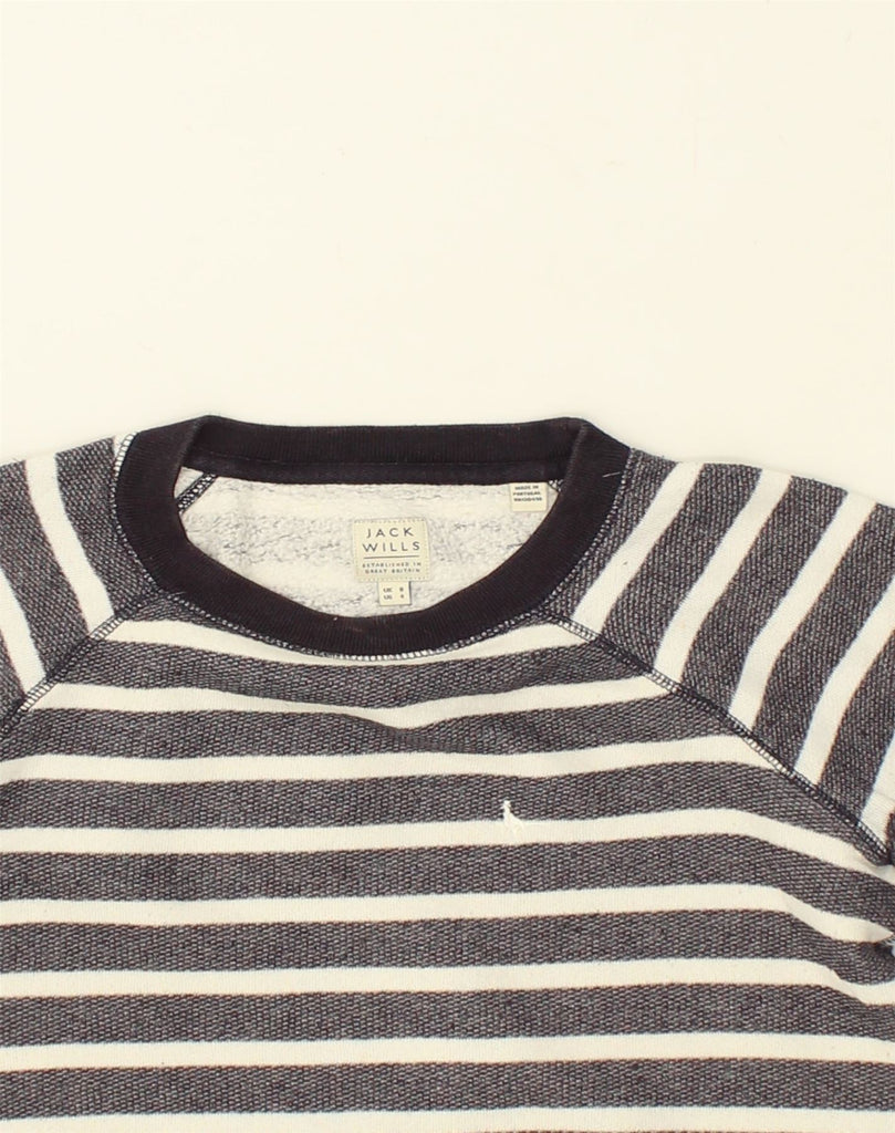 JACK WILLS Womens Sweatshirt Jumper UK 8 Small  Off White Striped Cotton | Vintage Jack Wills | Thrift | Second-Hand Jack Wills | Used Clothing | Messina Hembry 