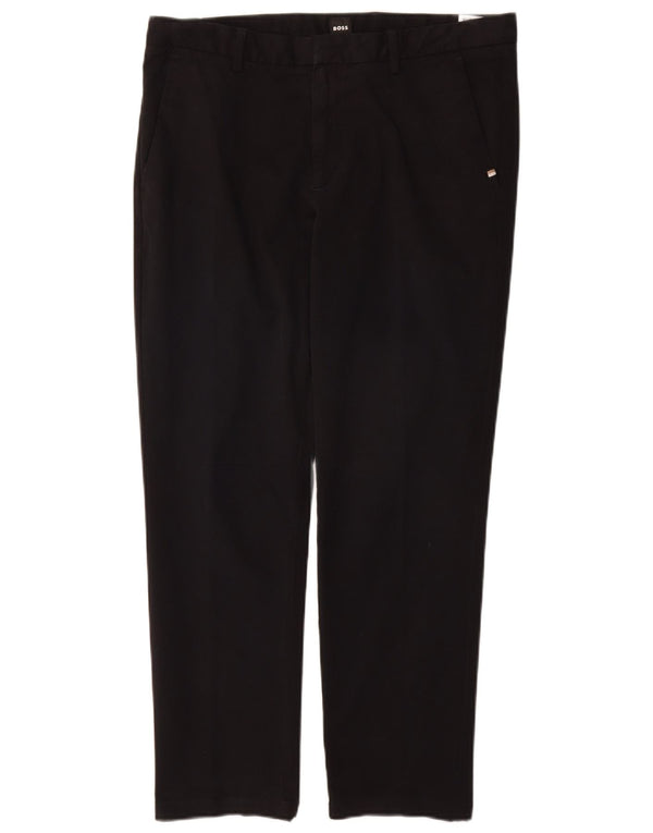 Hugo Boss Mens Slim Fit Chino Trousers EU 48 Medium W32 L28 Black Cotton