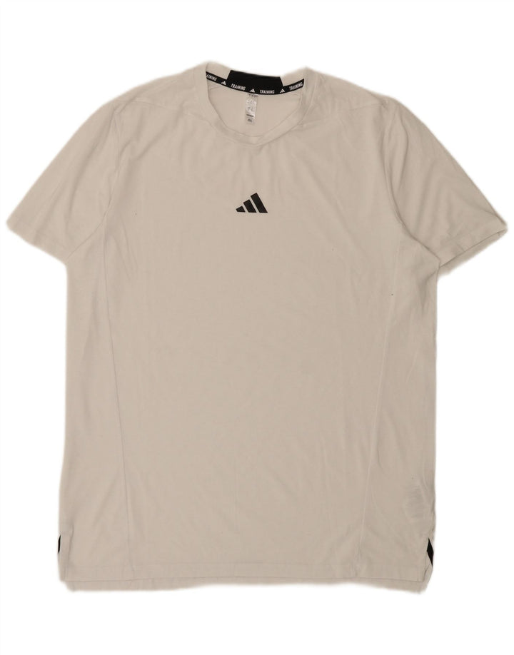 Adidas Mens T-Shirt Top Large White Polyester Sports