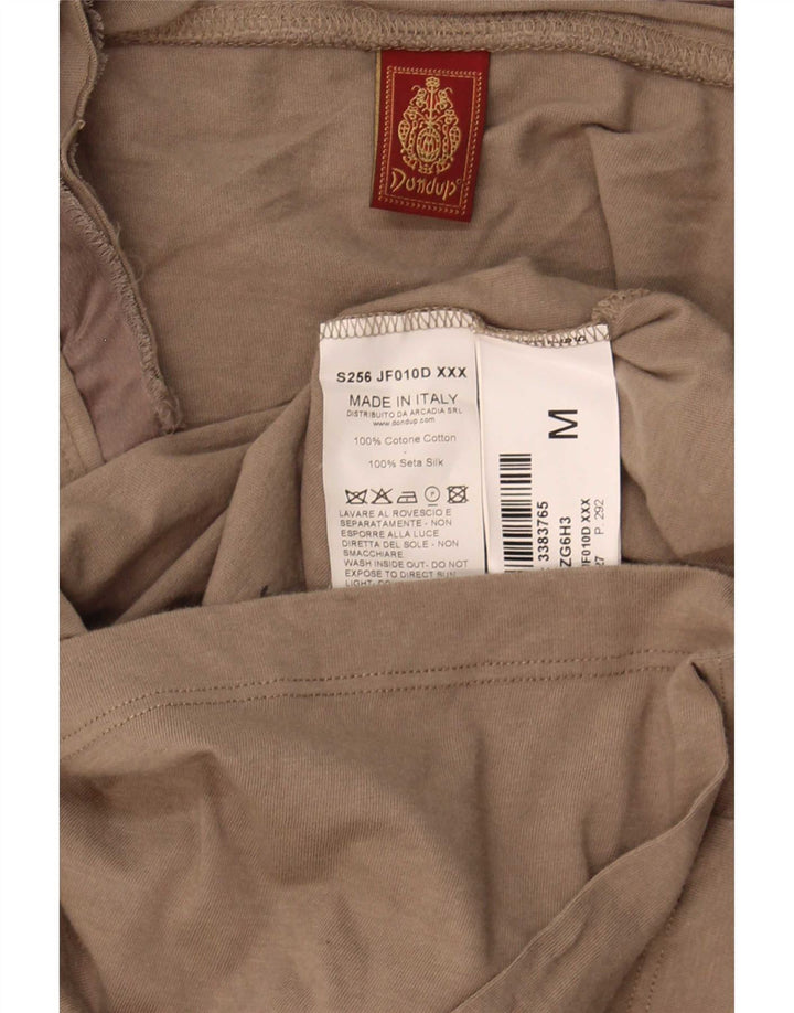 Dondup Womens T-Shirt Top UK 12 Medium Khaki Cotton