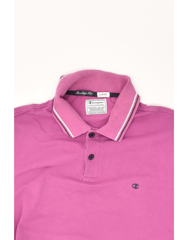 CHAMPION Mens Polo Shirt Large Purple Cotton | Vintage Champion | Thrift | Second-Hand Champion | Used Clothing | Messina Hembry 