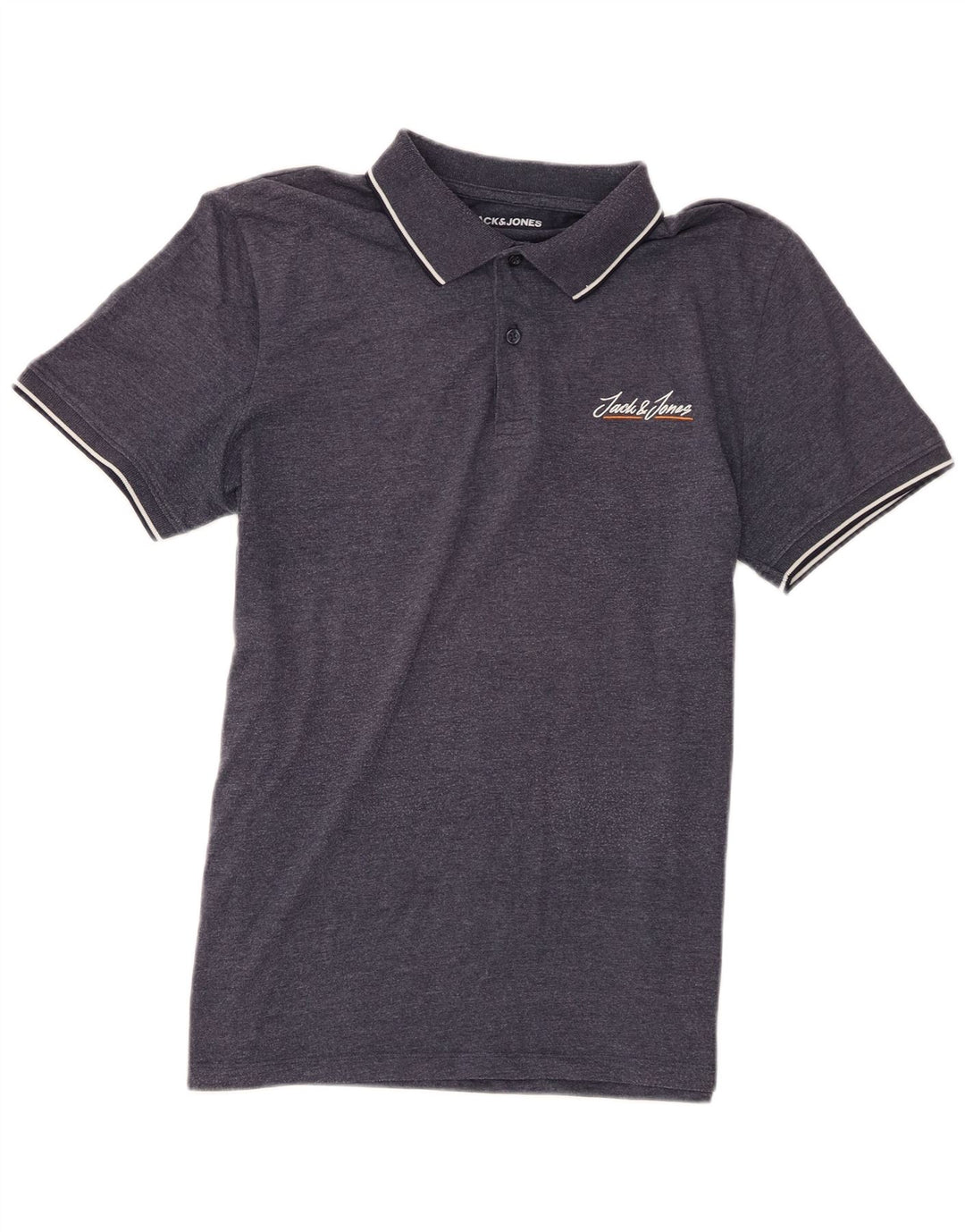Jack & Jones Mens Polo Shirt Medium Navy Blue Flecked Cotton