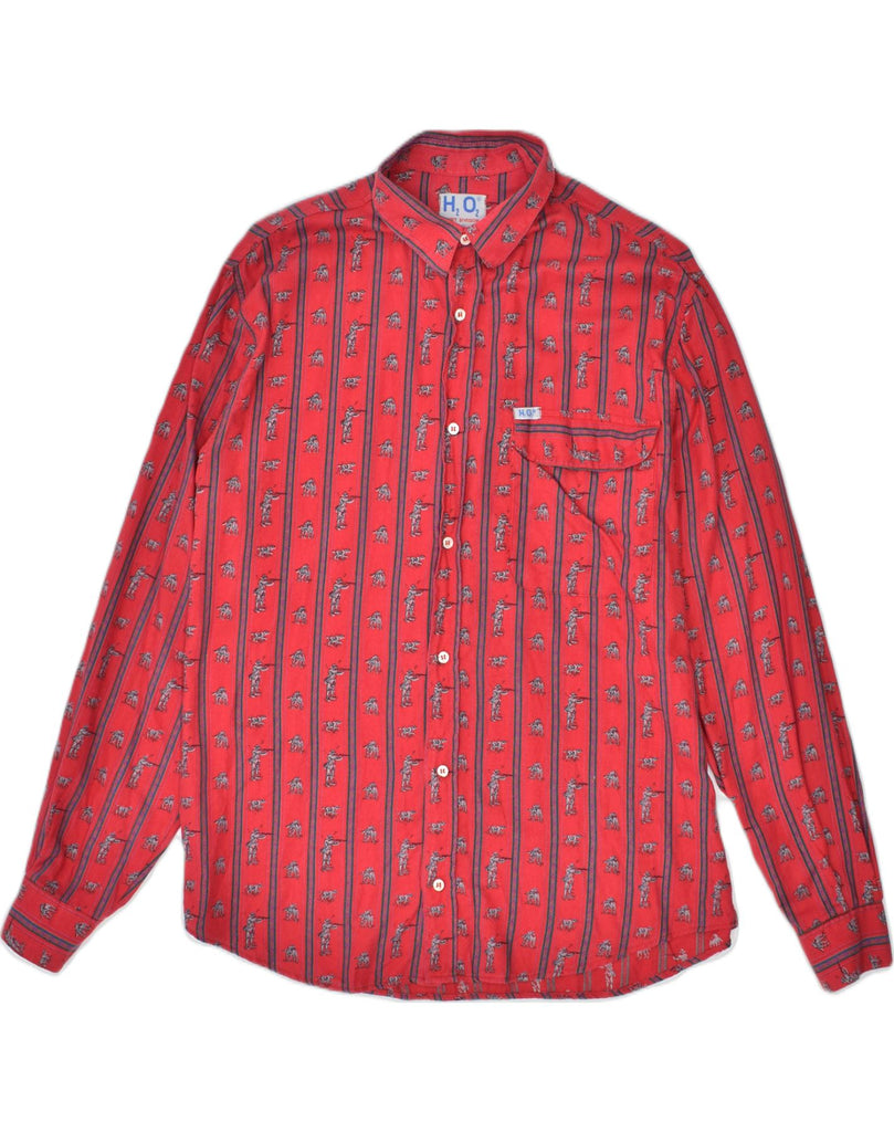 H2O2 Mens Graphic Shirt Large Red Animal Print Cotton | Vintage H2O2 | Thrift | Second-Hand H2O2 | Used Clothing | Messina Hembry 