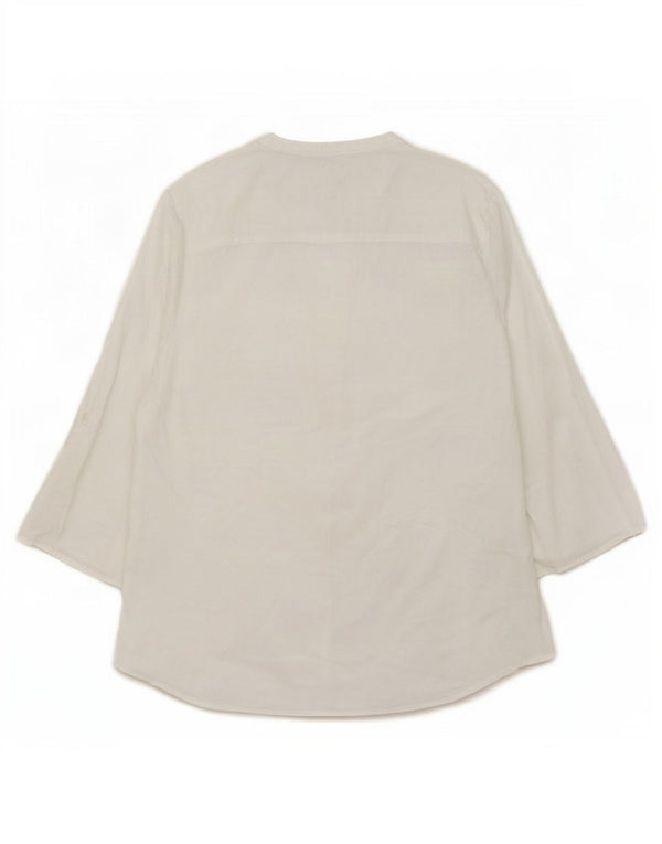 Napapijri Womens 3/4 Sleeve Blouse Top UK 14 Medium White Cotton