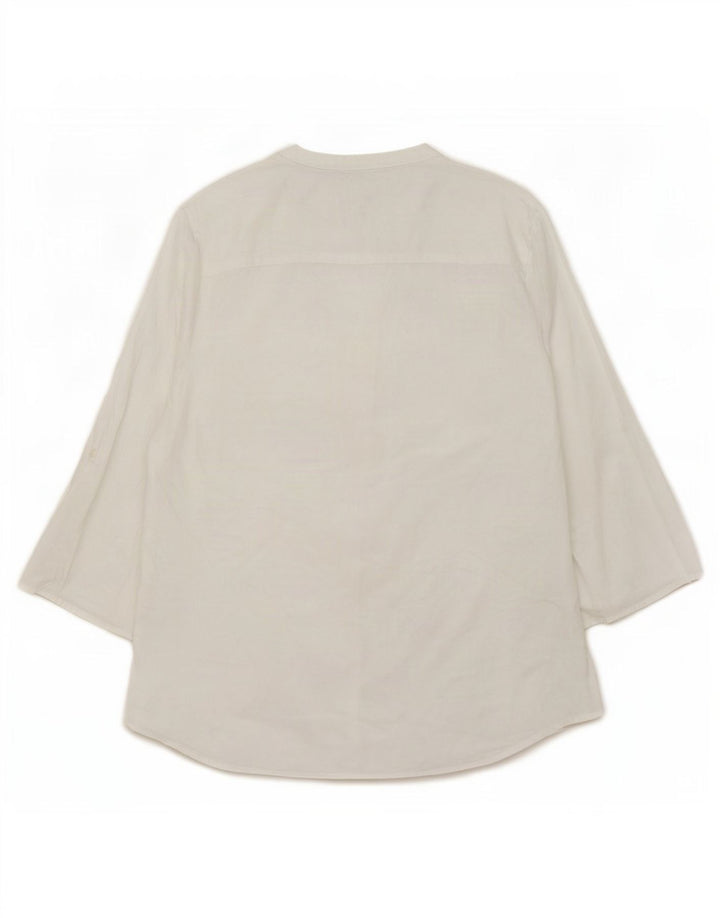 Napapijri Womens 3/4 Sleeve Blouse Top UK 14 Medium White Cotton
