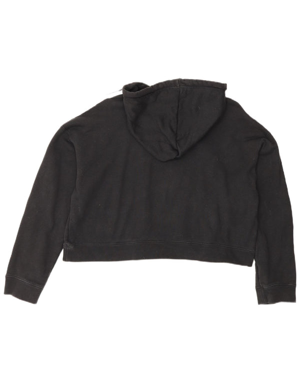Adidas Womens Oversized Hoodie Jumper UK 12 Medium Black Cotton