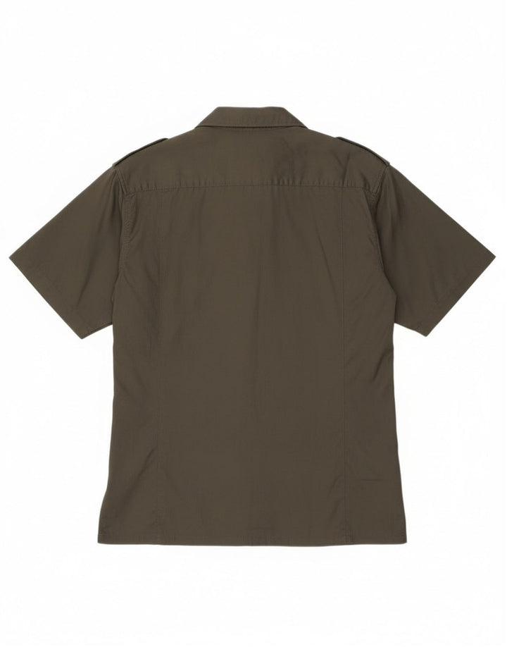 ESSE EMME  Mens Military Short Sleeve Shirt Medium Khaki Cotton
