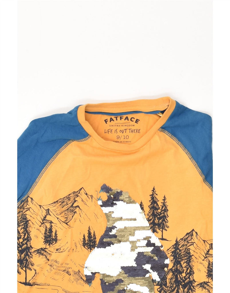 FAT FACE Boys Graphic Top Long Sleeve 9-10 Years Yellow Colourblock Cotton | Vintage Fat Face | Thrift | Second-Hand Fat Face | Used Clothing | Messina Hembry 