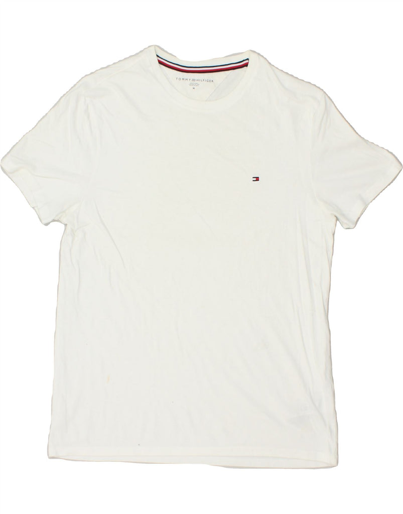 TOMMY HILFIGER Mens T-Shirt Top Medium White Cotton | Vintage Tommy Hilfiger | Thrift | Second-Hand Tommy Hilfiger | Used Clothing | Messina Hembry 