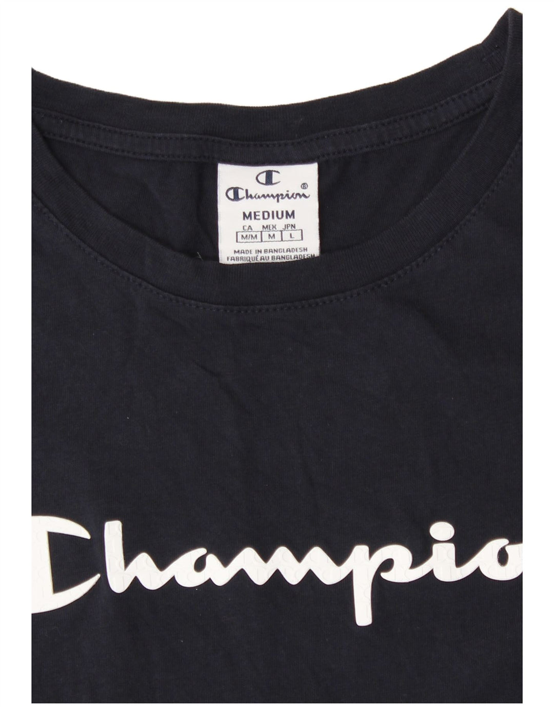 Champion Womens Graphic T-Shirt Dress UK 14 Medium Navy Blue Cotton