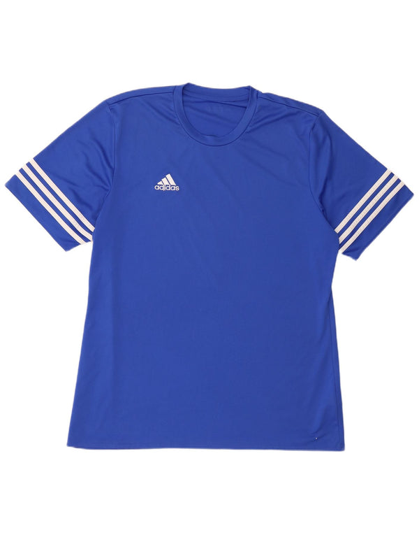 Adidas Mens T-Shirt Top 2XL Blue Polyester