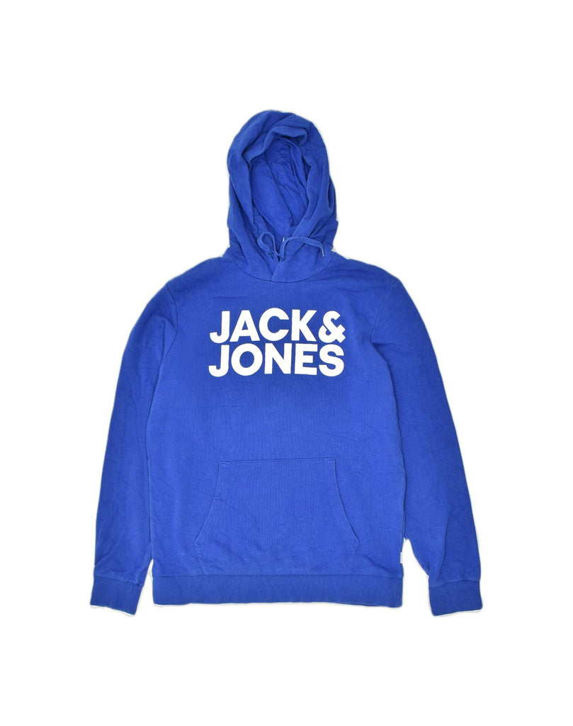 JACK & JONES Mens Graphic Hoodie Jumper Medium Blue Cotton Sports | Vintage | Thrift | Second-Hand | Used Clothing | Messina Hembry 