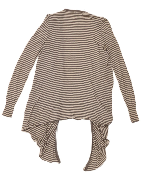 Zara Womens Longline Asymmetric Cardigan Sweater UK 12 Medium Grey Striped
