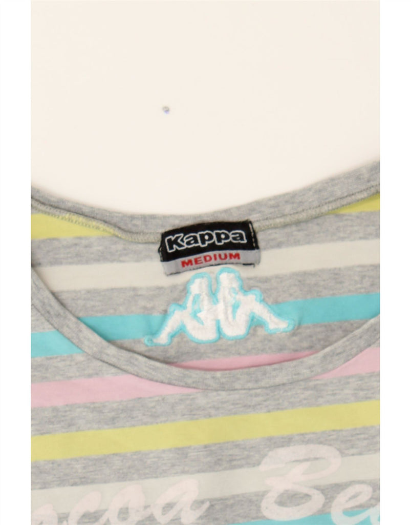 KAPPA Girls Graphic T-Shirt Top 11-12 Years Medium Grey Striped Cotton Vintage Kappa and Second-Hand Kappa from Messina Hembry 