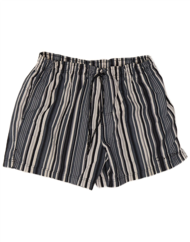 Calvin Klein Mens Swimming Shorts Large  Blue Striped Polyester