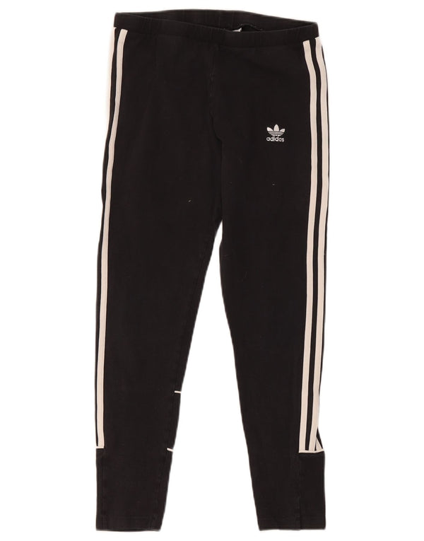 Adidas Womens Crop Leggings UK 12 Medium Black Cotton