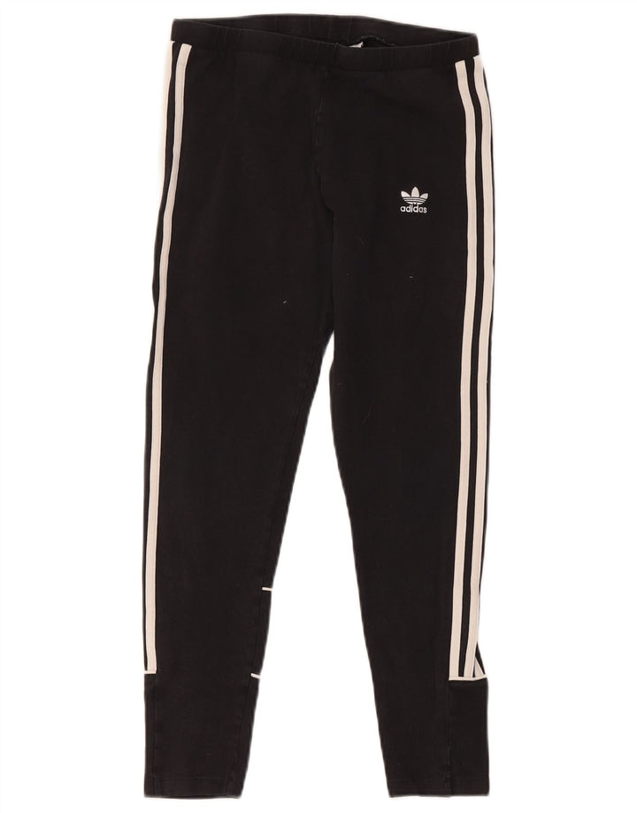 Adidas Womens Crop Leggings UK 12 Medium Black Cotton
