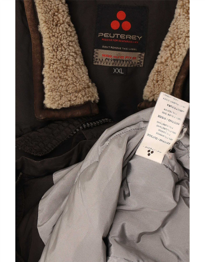 PEUTEREY Mens Utility Jacket UK 44 2XL Brown Polyamide