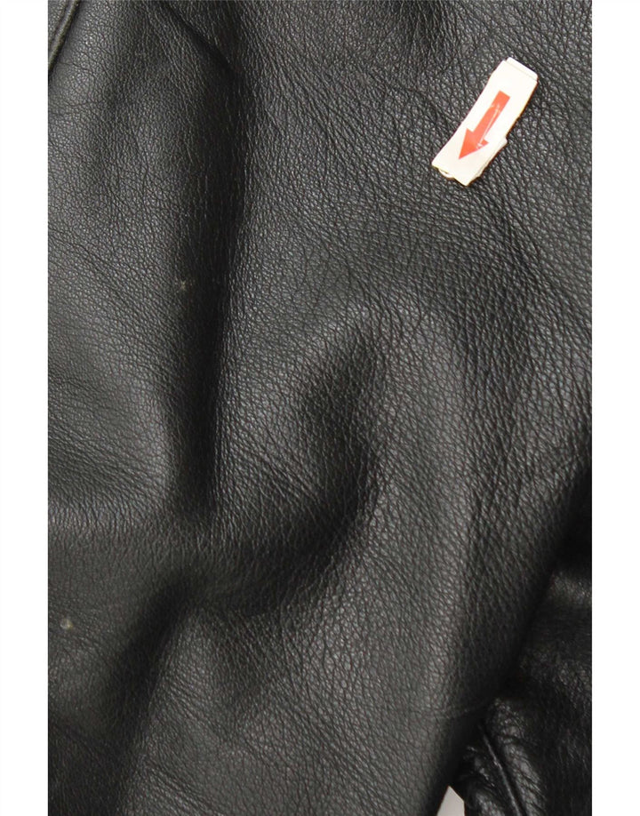 Vintage Mens Military Leather Jacket UK 42 XL Black