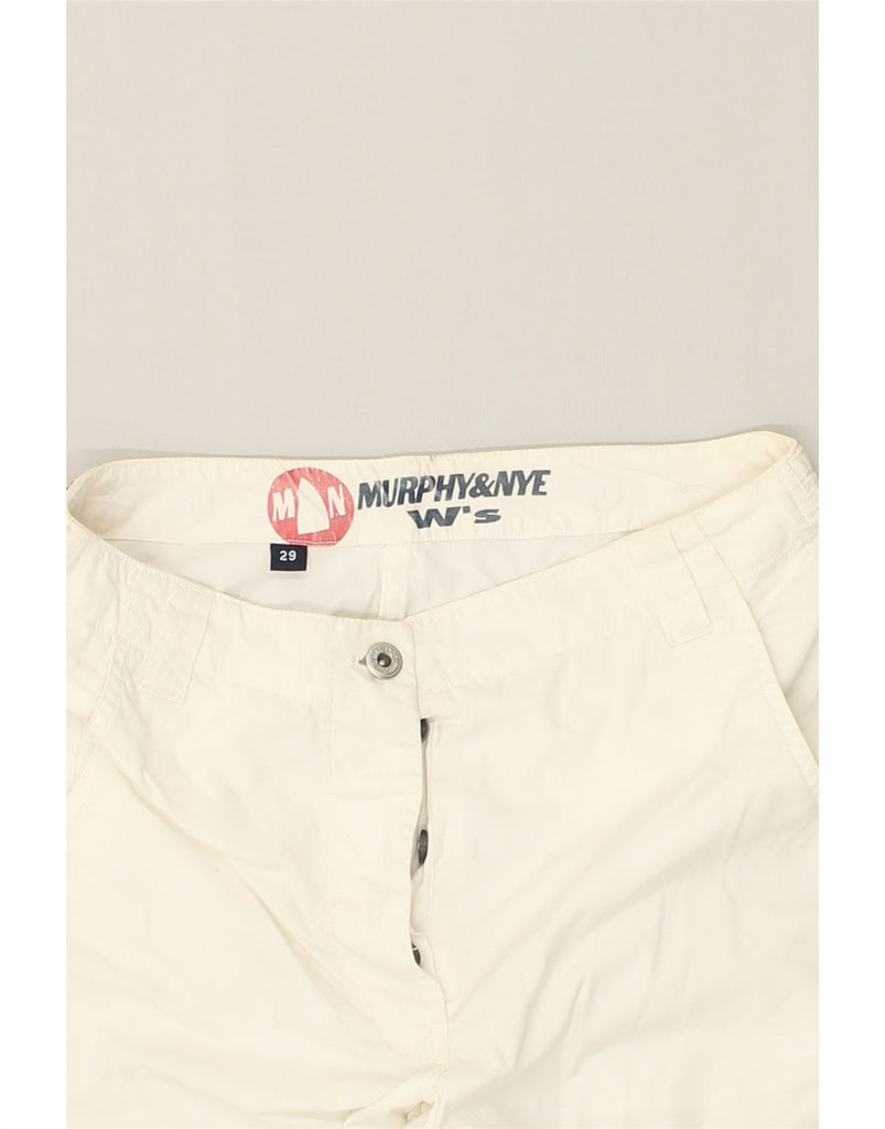 MURPHY & NYE Womens Straight Casual Trousers W29 L28 White Cotton | Vintage Murphy & Nye | Thrift | Second-Hand Murphy & Nye | Used Clothing | Messina Hembry 