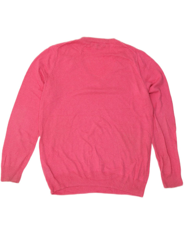 Crew Clothing Womens V-Neck Jumper Sweater UK 14 Large Pink Cotton