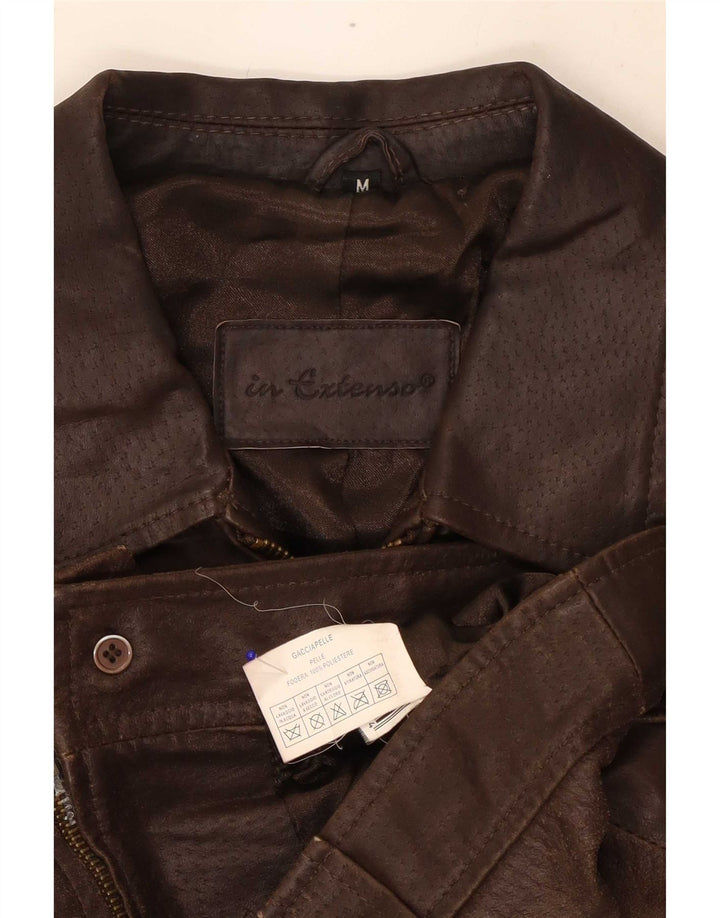 In Extenso Womens Leather Jacket UK 14 Medium Brown