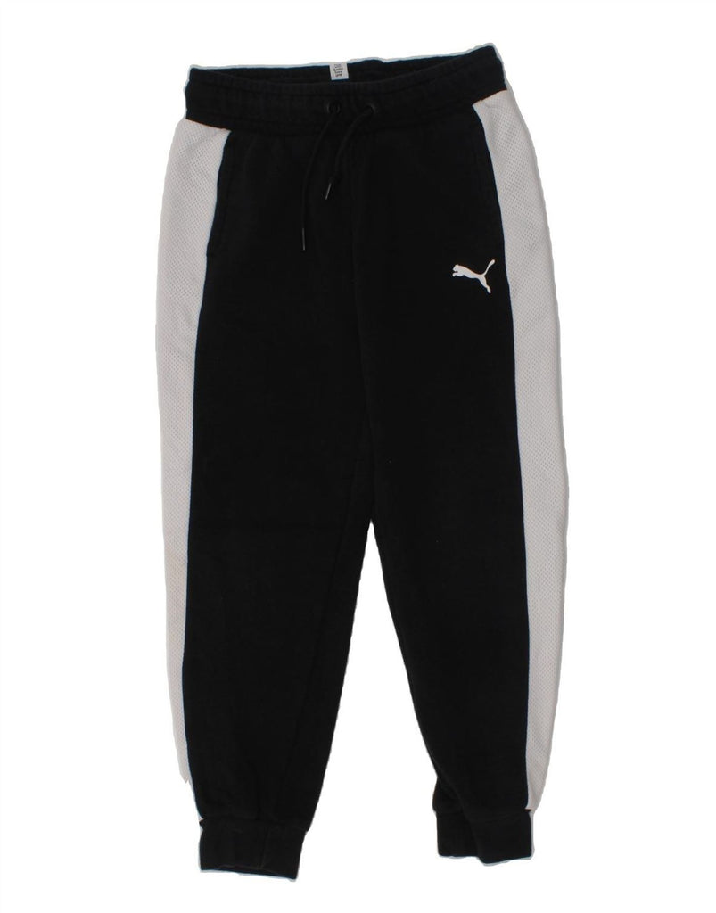 PUMA Boys Tracksuit Trousers Joggers 9-10 Years Black Colourblock Cotton | Vintage Puma | Thrift | Second-Hand Puma | Used Clothing | Messina Hembry 