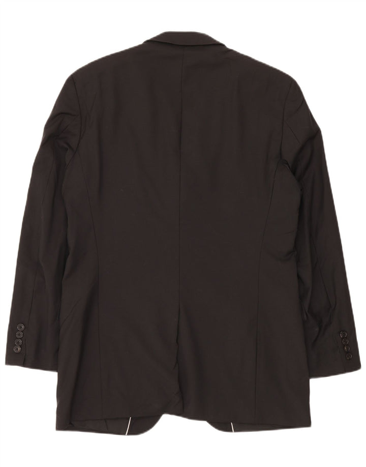 Vintage Womens 2 Button Blazer Jacket US 40 Large Black Virgin Wool