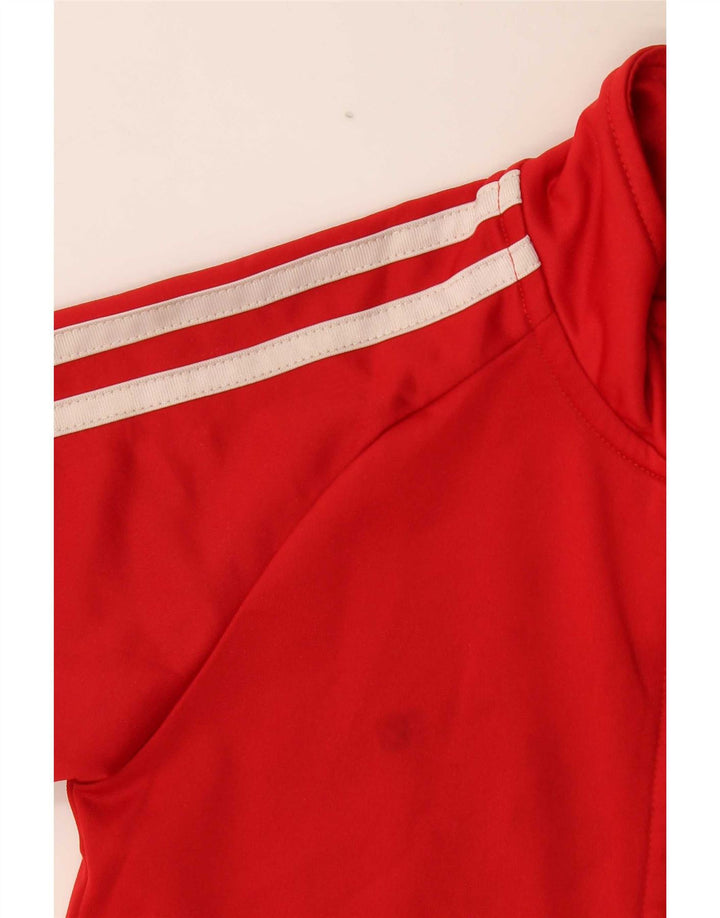 Adidas Boys Tracksuit Top Jacket 6-7 Years Red Colourblock