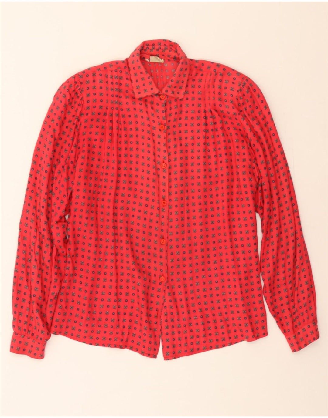 VINTAGE Womens Abstract Pattern Flannel Shirt EU 44 XL Red Viscose Vintage Vintage and Second-Hand Vintage from Messina Hembry 