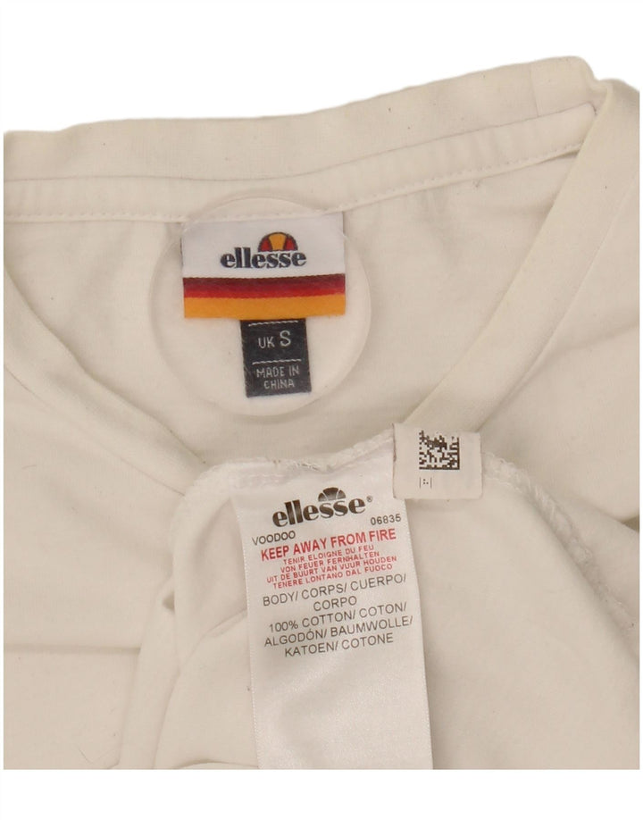 Ellesi Womens T-Shirt Top UK 10 Small White Cotton