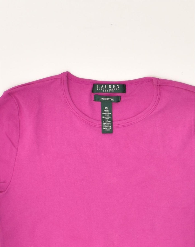 RALPH LAUREN Womens Petite T-Shirt Top UK 12 Medium Pink Cotton | Vintage Ralph Lauren | Thrift | Second-Hand Ralph Lauren | Used Clothing | Messina Hembry 