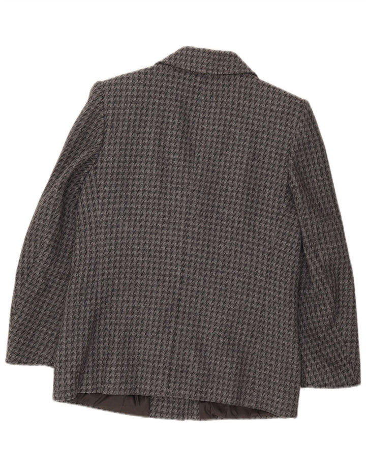 Vintage Womens 2 Button Blazer Jacket IT 43 Medium Grey Houndstooth