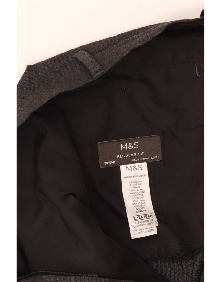Marks & Spencer Mens Regular Fit Suit Trousers W38 L29 Grey Polyester