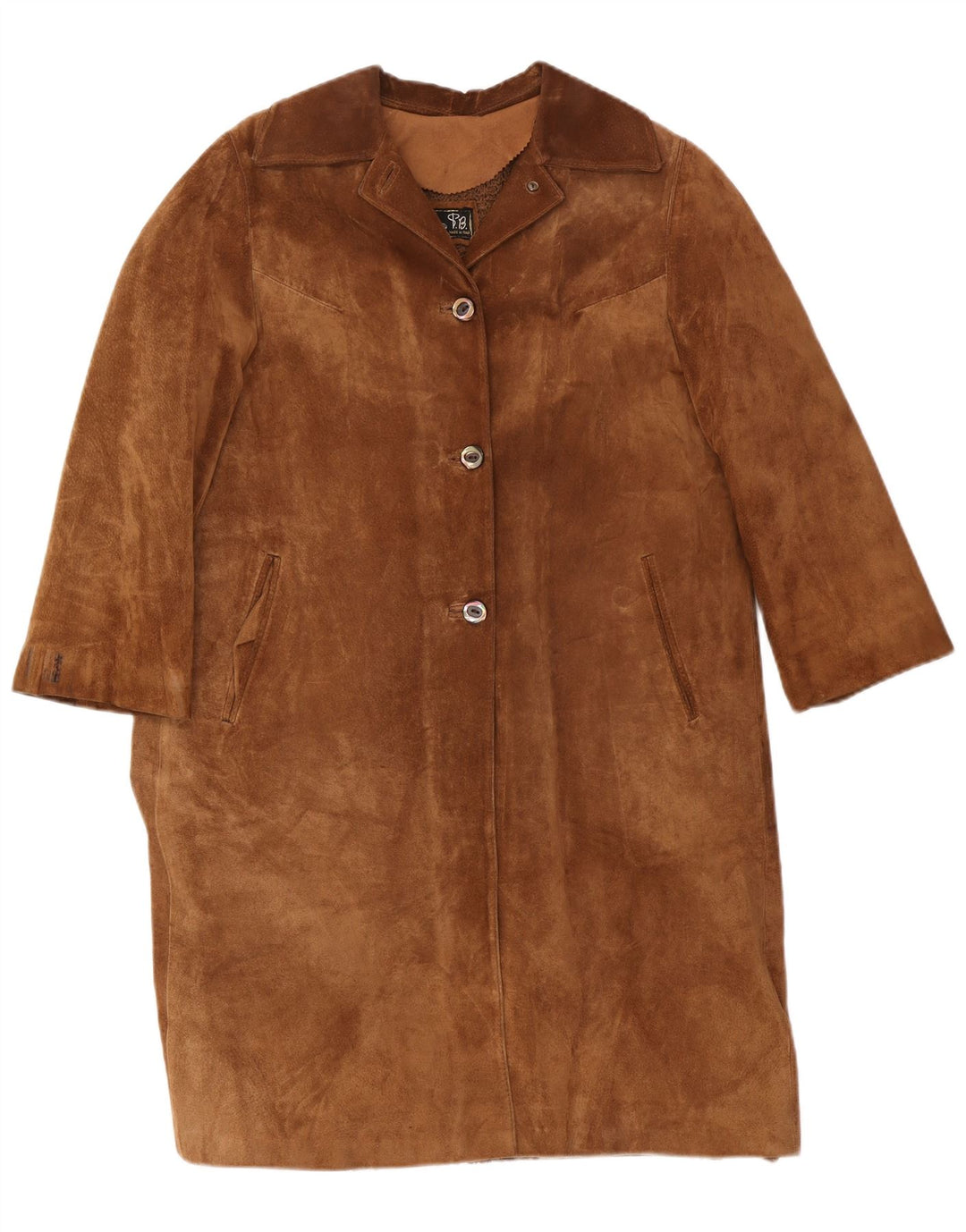 Vintage Womens Suede Overcoat UK 14 Medium Brown