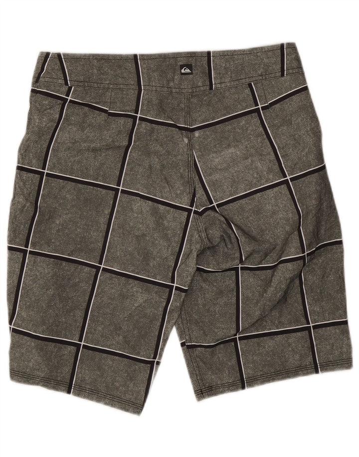 Quiksilver Mens Swimming Shorts Small  Grey Check Polyacrylic