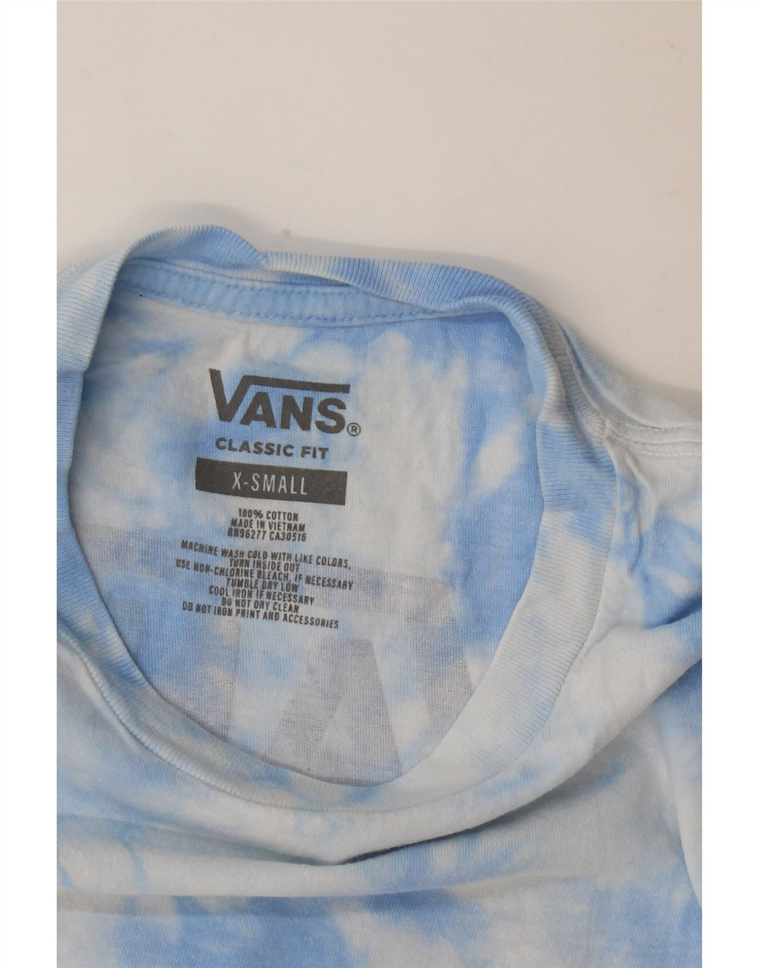 VANS Mens Classic Fit Graphic T-Shirt Top XS Blue Tie Dye Cotton