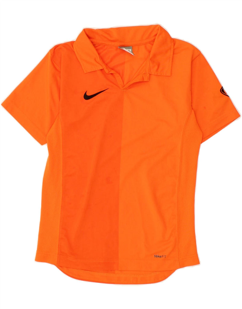 NIKE Boys Graphic Polo Shirt 8-9 Years Small Orange Colourblock | Vintage Nike | Thrift | Second-Hand Nike | Used Clothing | Messina Hembry 