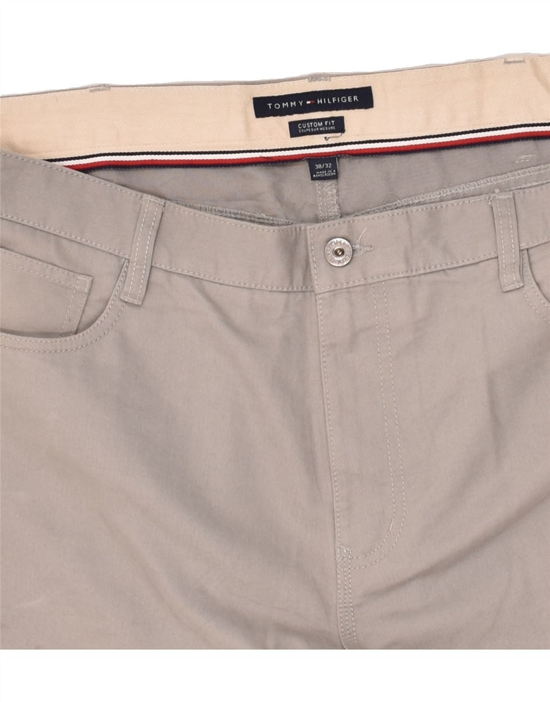 TOMMY HILFIGER Mens Custom Fit Straight Casual Trousers W38 L32 Grey | Vintage Tommy Hilfiger | Thrift | Second-Hand Tommy Hilfiger | Used Clothing | Messina Hembry 