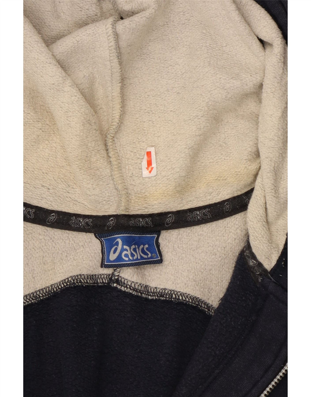 Asics Mens Graphic Zip Neck Hoodie Jumper 2XL Navy Blue Colourblock