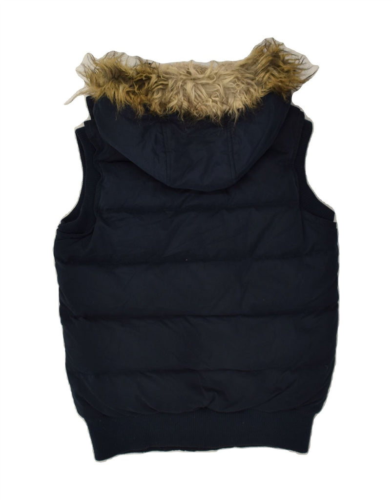 FAT FACE Womens Hooded Padded Gilet UK 8 Small Navy Blue Polyester | Vintage Fat Face | Thrift | Second-Hand Fat Face | Used Clothing | Messina Hembry 