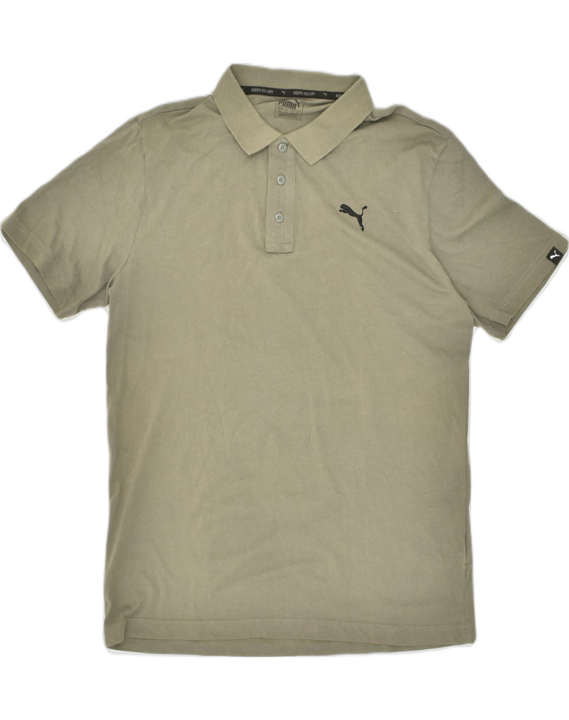 PUMA Mens Polo Shirt Medium Khaki Cotton | Vintage Puma | Thrift | Second-Hand Puma | Used Clothing | Messina Hembry 