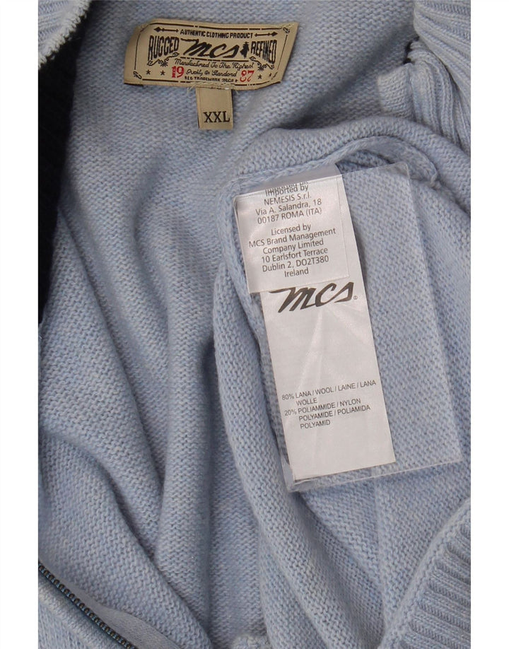 MARLBORO CLASSICS Mens Cardigan Sweater 2XL Blue Wool