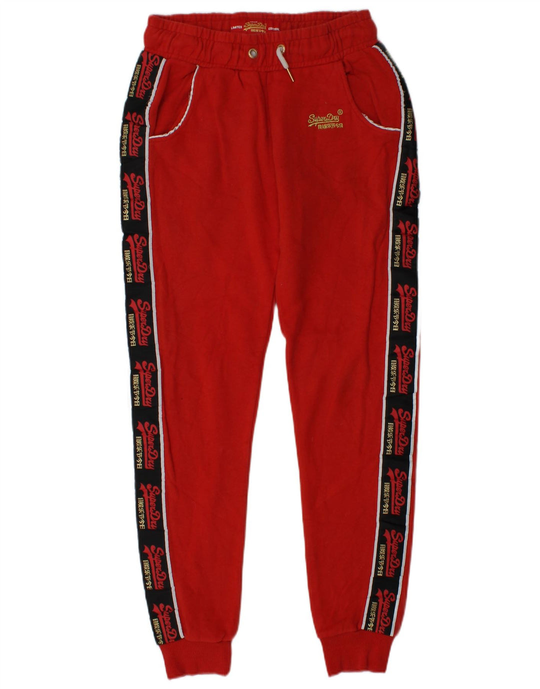 SUPERDRY Womens Graphic Tracksuit Trousers Joggers UK 6 XS Red Colourblock