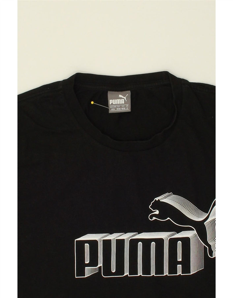 PUMA Mens Graphic T-Shirt Top Medium Black Cotton Vintage Puma and Second-Hand Puma from Messina Hembry 