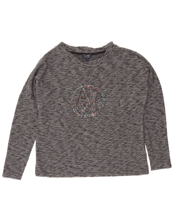 Armani Jeans Womens Graphic Top Long Sleeve IT 42 Medium Grey Flecked